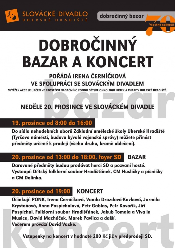 Dobročinný bazar a koncert - plakát, Eva Jiřikovská©2015