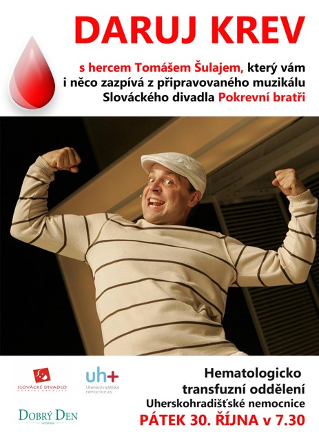 Tomáš Šulaj poprvé ve svém životě daruje krev - 30. října v uherskohradišťské nemocnici