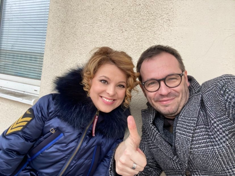 Josef Kubáník a Betka Stanková při natáčení seriálu Nový život