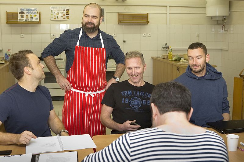 Zlatý drak, zahajovací zkouška - Tomáš Šulaj, Michal Zetel, Ivan Vacke, Vojtěch Dlask, zády Zdeněk Trčálek, foto - Marek Malůšek